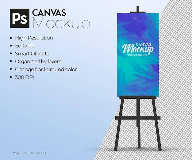 PSD easel with canvas mockup