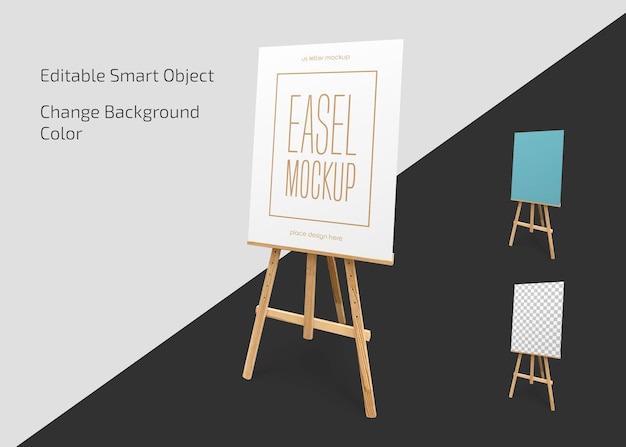 Easel with canvas mockup