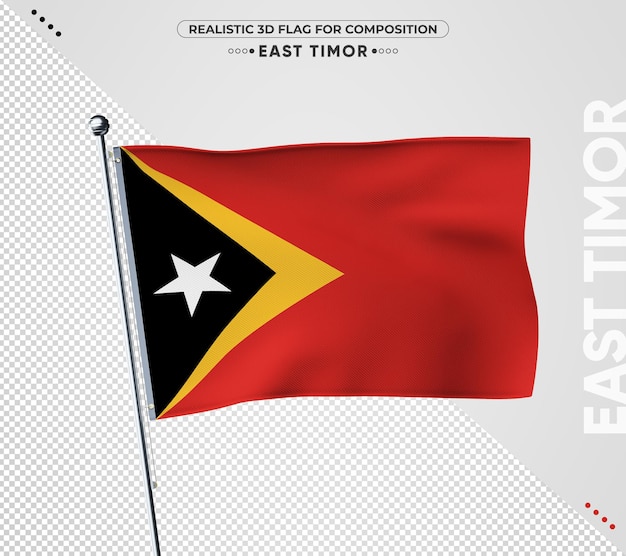 East timor flag with realistic texture