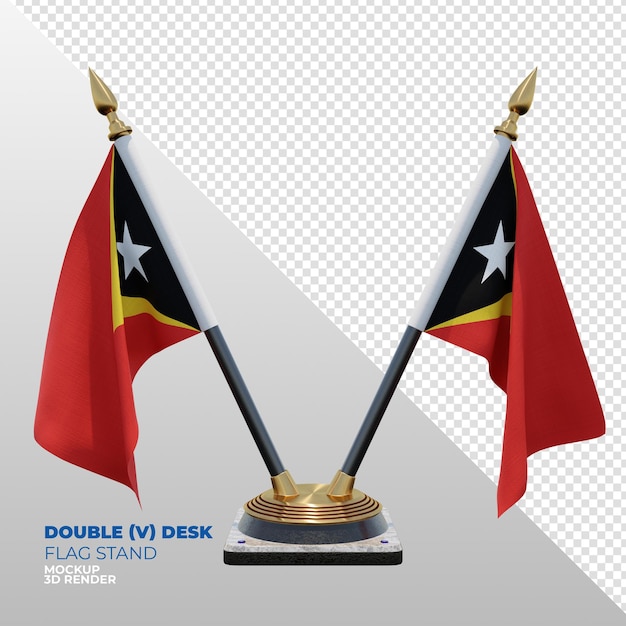 PSD east timor realistic 3d textured double desk flag stand for composition