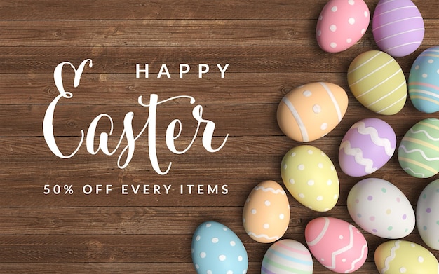 PSD easter backgrounds featuring soft pastel colored eggs