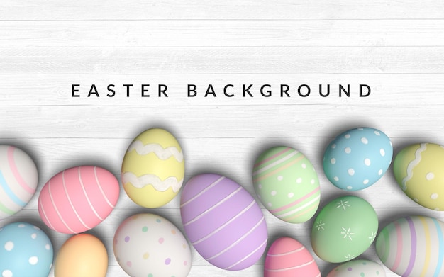 PSD easter backgrounds featuring soft pastel colored eggs