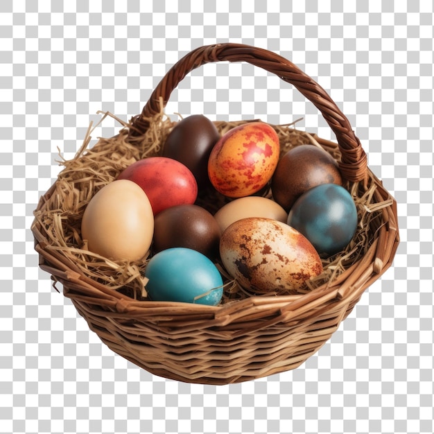 Easter basket easter eggs on transparent background png clipart