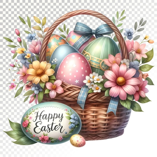 PSD easter basket with flower happy easter