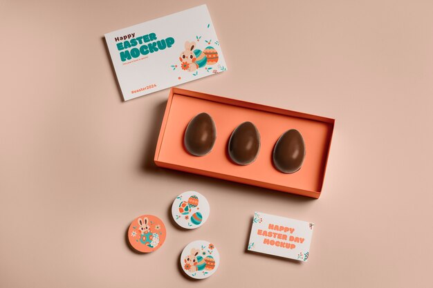 PSD easter box packaging mockup design