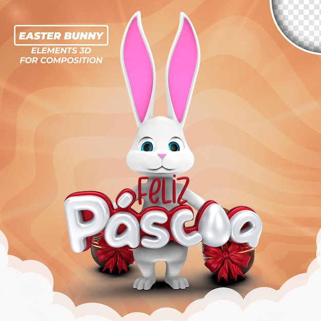 Easter bunny 3d for composition isolated