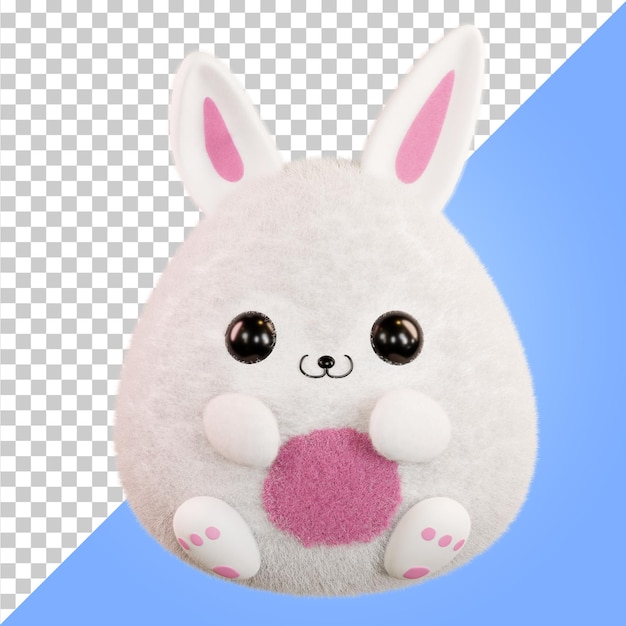 PSD easter bunny 3d render plush funny rabbit fat cartoon rabbit