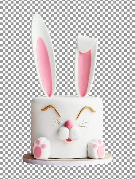 Easter bunny celebration cake isolated on transparent background