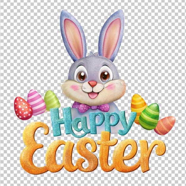 PSD easter bunny happy easter text clipart