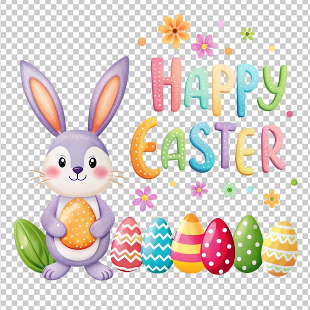 PSD easter bunny happy easter text clipart