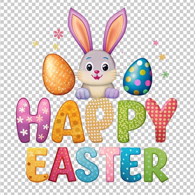 PSD easter bunny happy easter text clipart