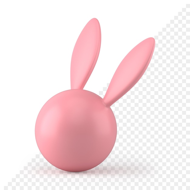 PSD easter bunny head pink sphere bauble glossy festive decor element design 3d icon realistic