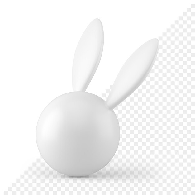 PSD easter bunny white ceramic bauble sphere with long ears seasonal spring holiday decor 3d