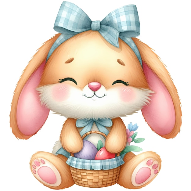 PSD easter bunny with eggs isolated on transparent background ai