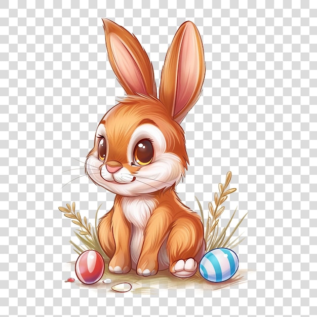 PSD easter bunny with eggs isolated on transparent background png