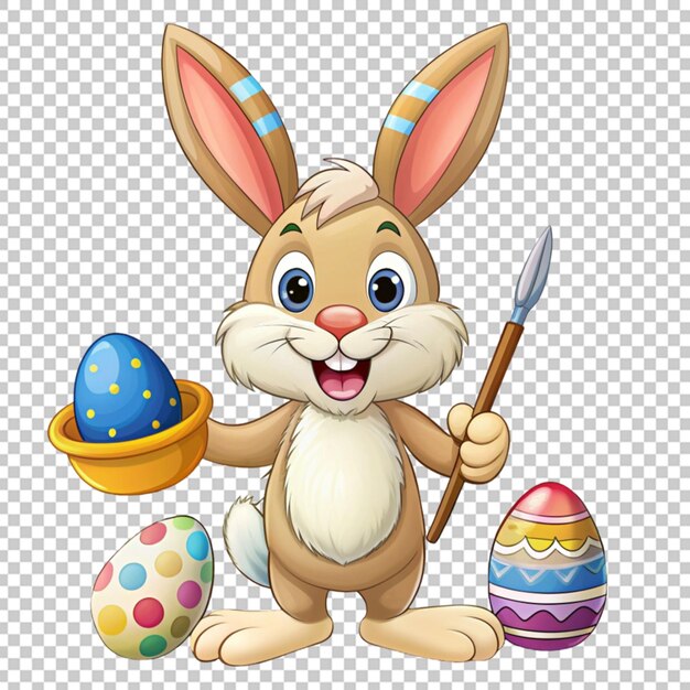 PSD easter bunny with paintbrush