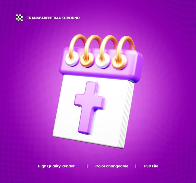 PSD easter calendar 3d illustration or easter calendar month 3d icon