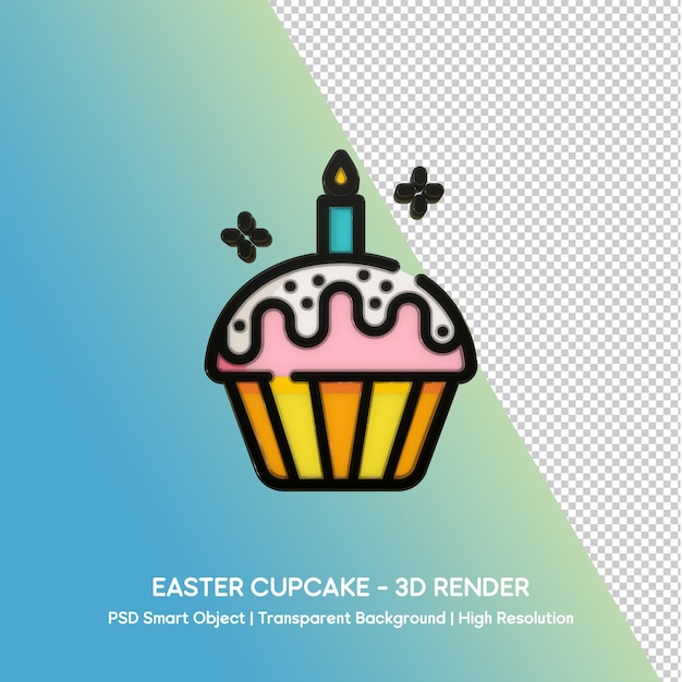 easter cupcake 3d render