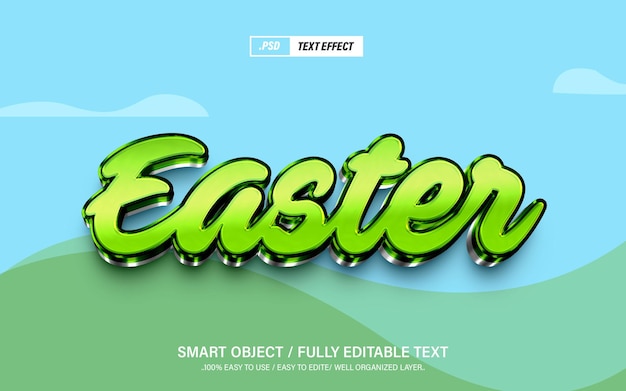 Easter day 3d editable psd text effect style