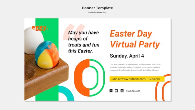 PSD easter day banner with colorful details