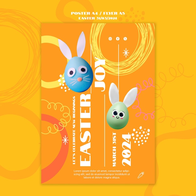 Easter day celebration poster template