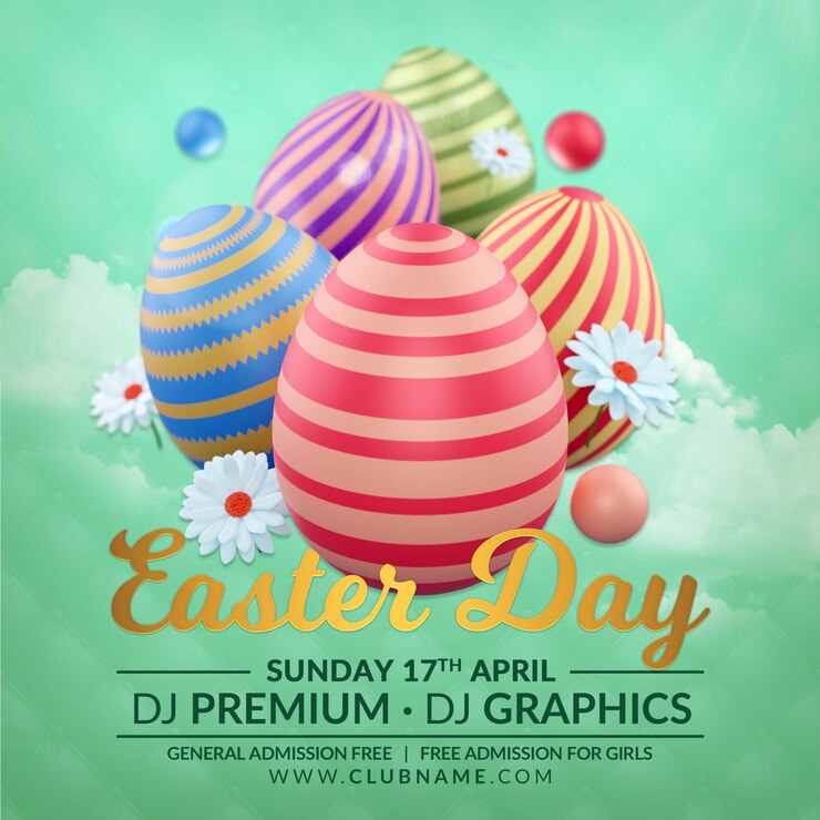 Easter Day Egg Hunt Celebration for social media post or flyer invitation