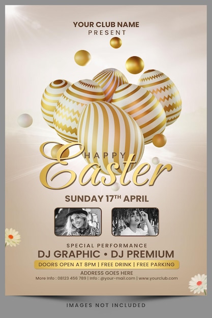 Easter day egg hunt celebration for social media post or flyer invitation