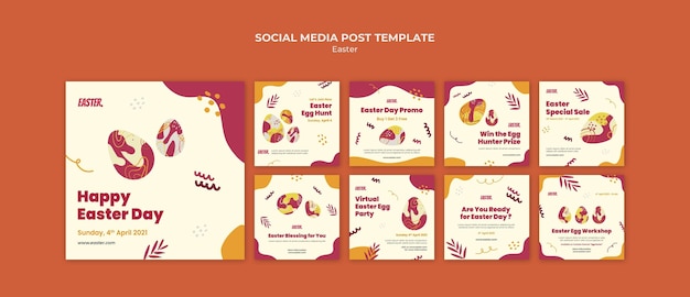 PSD easter day instagram posts set