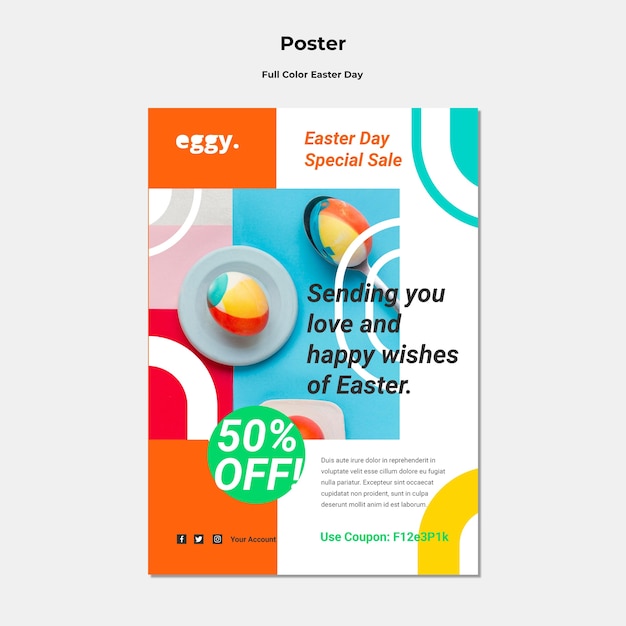 Easter day poster with colorful details