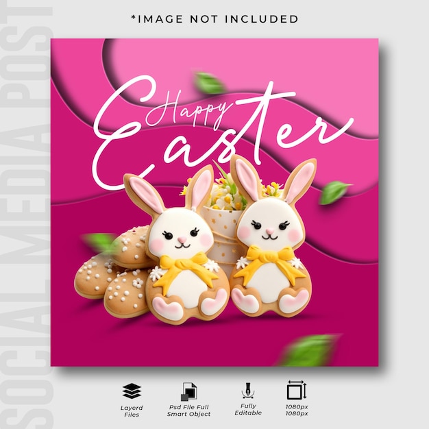 Easter day special bunny cookies social media instagram post design template