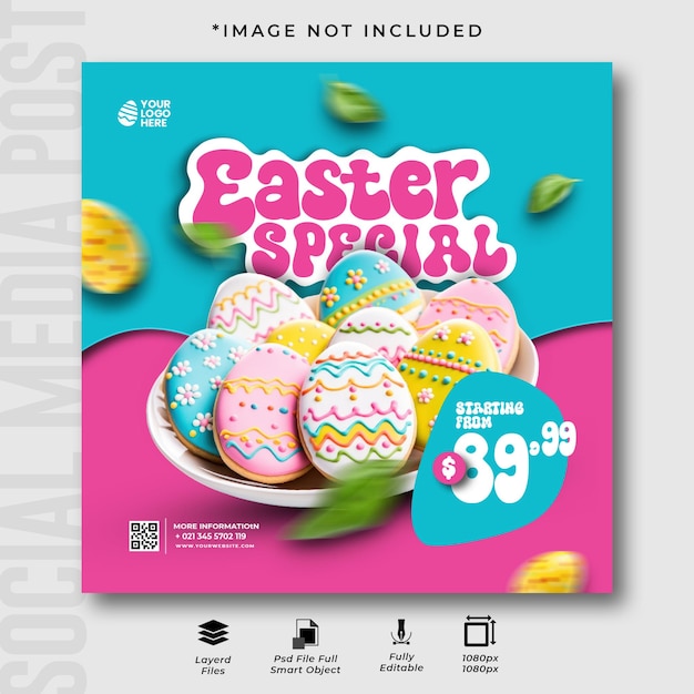 PSD easter day special cookies social media instagram post design template