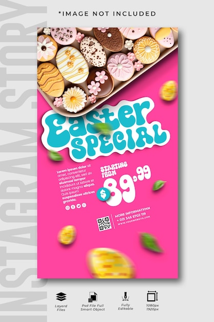 PSD easter day special cookies social media instagram story design template