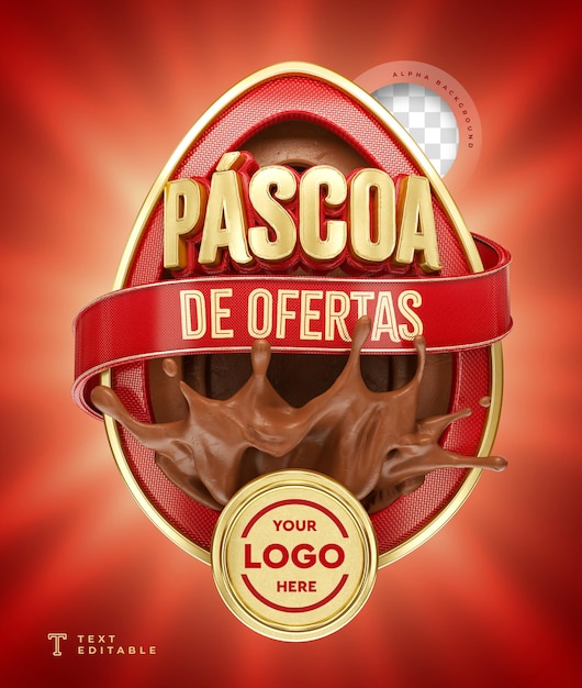 PSD easter deals in brazil 3d render chocolate red