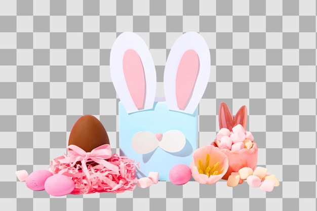 Easter decor eggs sweets isolated on white PNG