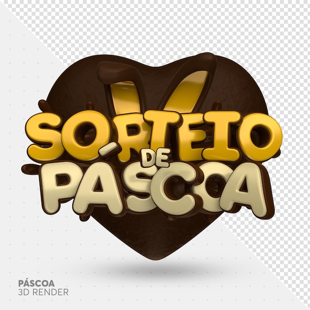 PSD easter draw 3d stamp in portuguese