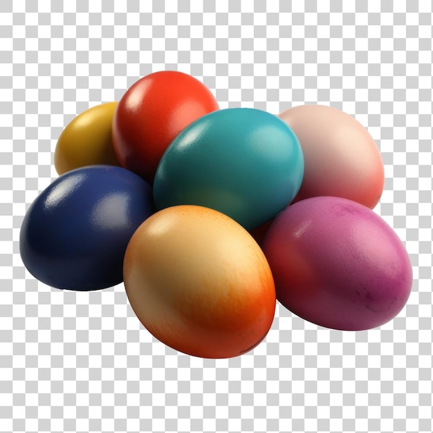 PSD mazzo di uova di pasqua di uova colorate su sfondo trasparente png clipart