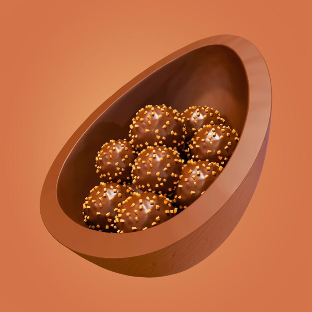 PSD easter egg chocolate with bonbon 3d