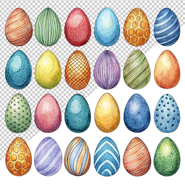 PSD easter egg collection on transparent background