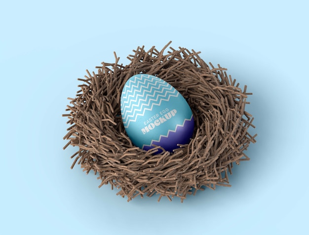 PSD easter egg design mockup with basket