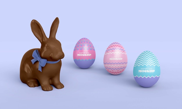 Mockup di design uovo di Pasqua con sagoma di coniglietto