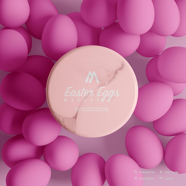 PSD easter egg mockup design isolated on pink color background