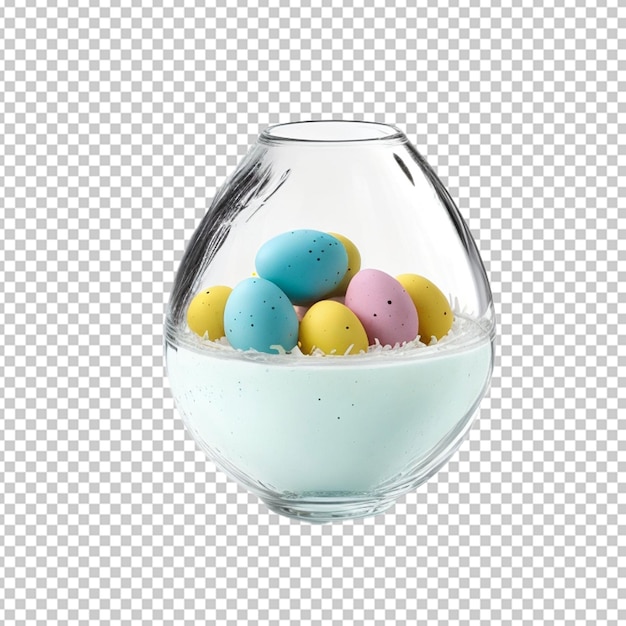 Easter eggs in a glass bowl