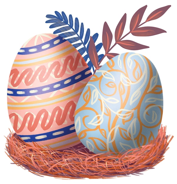 PSD easter eggs in nest decoration