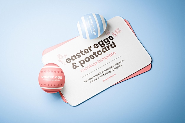 PSD mockup di uova di pasqua e cartoline