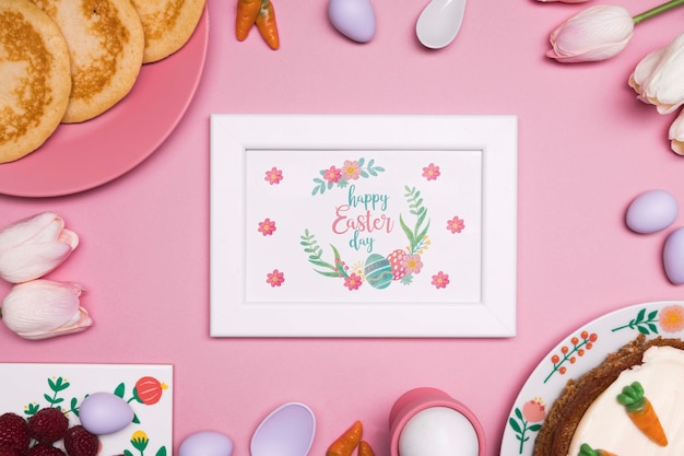 PSD easter eggs and tulips frame