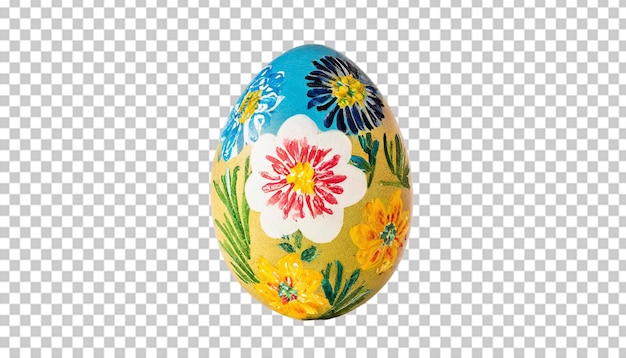 easter eggs with flowers isolated on a transparent background
