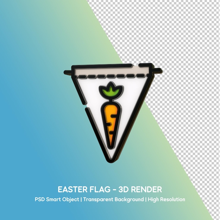 PSD easter flag with carrot 3d render