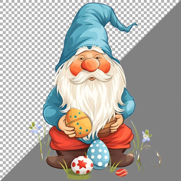 PSD easter gnome sticker stijl op transparante achtergrond ai gegenereerd