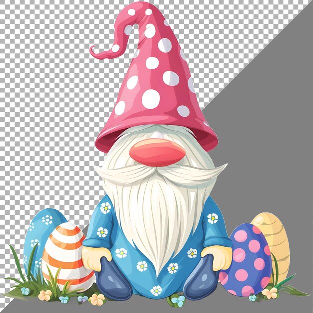 PSD easter gnome sticker style on transparent background ai generated