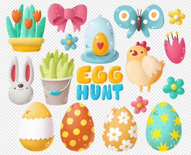 PSD easter hand drawn clipart